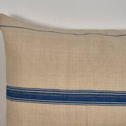 Antique Blue Striped Linen Cushion - thumbnail 4