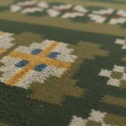 Handwoven Green Swedish Kilim Runner Rug - Boho Farmhouse Wool Flatweave Entryway Mat - thumbnail 3