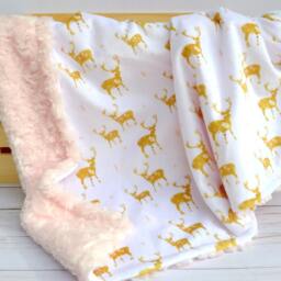 Personalized Deer Baby Blanket - Floral Woodland Blankets Minky - thumbnail 3