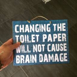 Funny Bathroom Sign Changing Toilet Paper Quote, Wooden Wall Decor - thumbnail 4