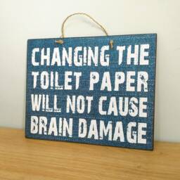 Funny Bathroom Sign Changing Toilet Paper Quote, Wooden Wall Decor - thumbnail 3