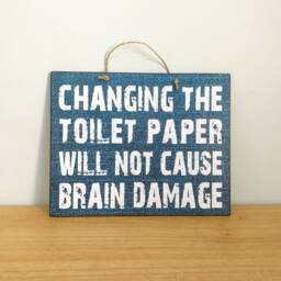 Funny Bathroom Sign Changing Toilet Paper Quote, Wooden Wall Decor - thumbnail 1