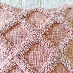 Blush Pink Tufted Textured 100% Raw Cotton Hand Dyed Fabric 18x18 , 20x20 22x22 24x24 Inches Boho Decorative Throw Pillow Cover - thumbnail 2