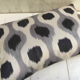 Silk Ikat Lumbar Pillow Cover, Handwoven Decorative Cushion - 12x20 - thumbnail 4