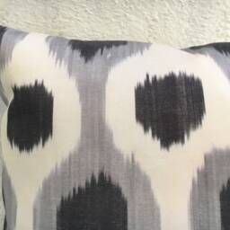 Silk Ikat Lumbar Pillow Cover, Handwoven Decorative Cushion - 12x20 - thumbnail 2