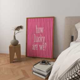 How Lucky Are We Art Print Poster, Sweet Stripes Trendy Print, Cute Positive Quote Modern Bedroom Wall Art, Aesthetic Home Decor - thumbnail 3