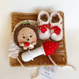 Crochet Hedgehog & Mushroom Baby Gift Set, Woodland Shower