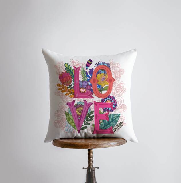 Love Floral Blue Polkadots Pillow Cover - Gospel Home Decor Rustic Farm Throw Covers Farmhouse Pillows Room - image 1