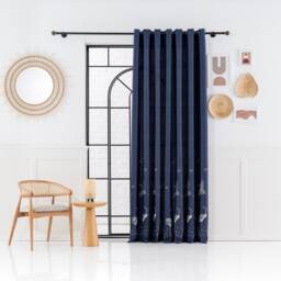 Blue Embroidered Linen Custom Size Curtains 5 Color For Living Room Crane Bird Drapery - thumbnail 3