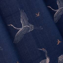 Blue Embroidered Linen Custom Size Curtains 5 Color For Living Room Crane Bird Drapery - thumbnail 2