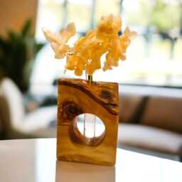 Olive Wood Dried Flower Vase - Plant Lover Christmas Gift Propagation Rustic House D??cor - thumbnail 3
