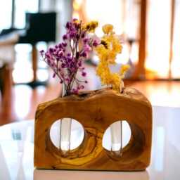 Olive Wood Dried Flower Vase - Plant Lover Christmas Gift Propagation Rustic House D??cor - thumbnail 2