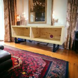 Nordic Tv Stand Rustic Reclaimed Wood Media Console With Steel Legs - thumbnail 4