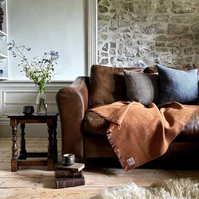 Harris Tweed Terracotta - Luxury Pure Wool Lap Blanket 75x100cm/30x39 - image 1