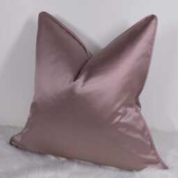 Self Piped Mauve - Pink Luxury Cushion Cover Bold Satin Fabric, Modern Sofa Bed Pillow Accent Cushion - thumbnail 2