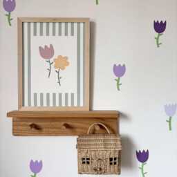 Purple Tulip Flower Fabric Wall Stickers Reusable Nursery Flower Wall Decals - thumbnail 4