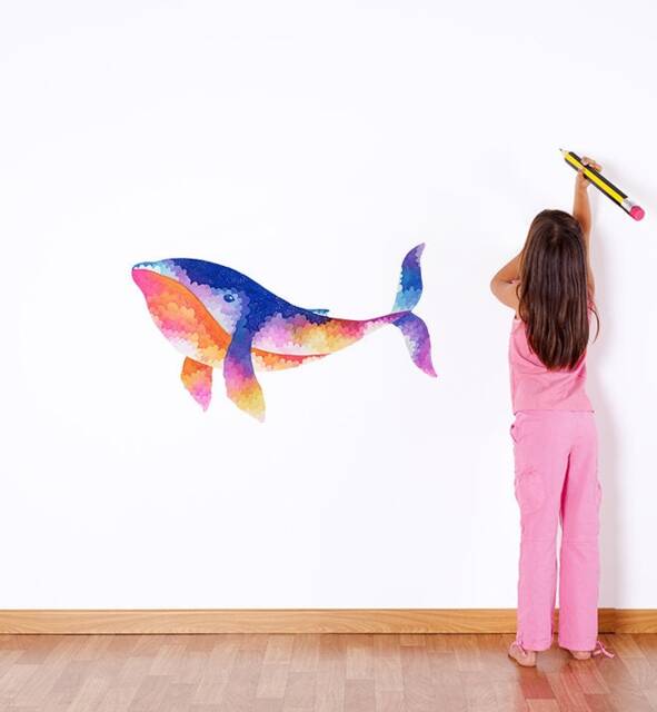 Colourful Sunset Whale Wall Sticker Decal - Illustration Stickers, Animals Decals, Home Decor, Illustrations