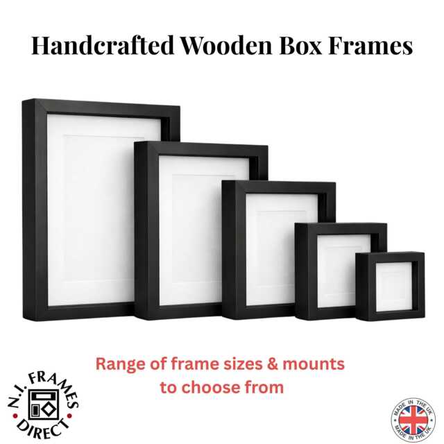 Black Deep Shadow Box Frame - Wooden Picture Handmade Display & Keepsake Multiple Sizes & Mount Options - 2030 - image 1