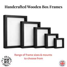 Black Deep Shadow Box Frame - Wooden Picture Handmade Display & Keepsake Multiple Sizes & Mount Options - 2030