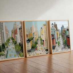 Set Of 3 New York City Posters, Usa Travel Prints, Nyc Skyline Wall Art Sets, Manhattan Poster Decor - thumbnail 2