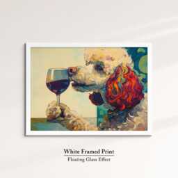 Poodle Drinking Wine Dog Pet Abstract Oil Painting Framed Poster Print - Canvas Wall Art Living Home Decor Interior Gift - thumbnail 3