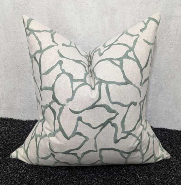 John Lewis & Partners Calathea Fabric Cushion Cover Maple Leaf Embroidered Pillow Throw Cover Country Home. Myrtle Green - image 1