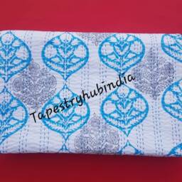 New Floral Print Kantha Block Bed Cover Handmade Bedding Gudari Indian Hand Bedspread Throw Cotton Quilt - thumbnail 2