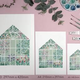 Illustrated Greenhouse Art Print - Plant Lovers Botanical Decor Watercolour Flowers Illustration Gift For Her Gardeners - thumbnail 3