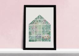 Illustrated Greenhouse Art Print - Plant Lovers Botanical Decor Watercolour Flowers Illustration Gift For Her Gardeners - thumbnail 1