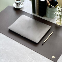 Wide Bespoke Desk Mat Recycled Leather With Bee - thumbnail 1