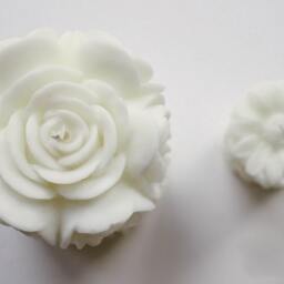 Large Rose Pillar Candle, Wedding Table Fragrance Free Unscented Floral Candle - thumbnail 2