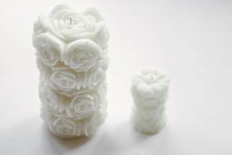Large Rose Pillar Candle, Wedding Table Fragrance Free Unscented Floral Candle