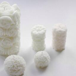 Large Rose Pillar Candle, Wedding Table Fragrance Free Unscented Floral Candle - thumbnail 3