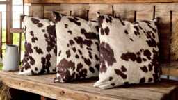 Faux Cowhide Cushion - Textured Leather Pillow, 45x45cm - thumbnail 1