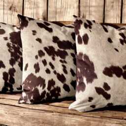 Faux Cowhide Cushion - Textured Leather Pillow, 45x45cm - thumbnail 3