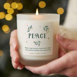 Personalised Christmas Candle Gift Peace Scented Soy Wax - thumbnail 1