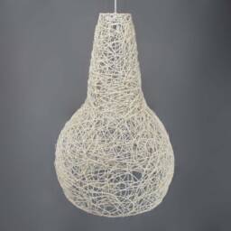 "Big Gourd Shape White Rattan Pendant Lights, Diameter 17.7"", Height 26.7" - thumbnail 3