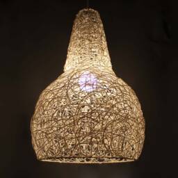 "Big Gourd Shape White Rattan Pendant Lights, Diameter 17.7"", Height 26.7" - thumbnail 2