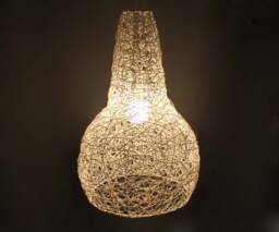"Big Gourd Shape White Rattan Pendant Lights, Diameter 17.7"", Height 26.7"