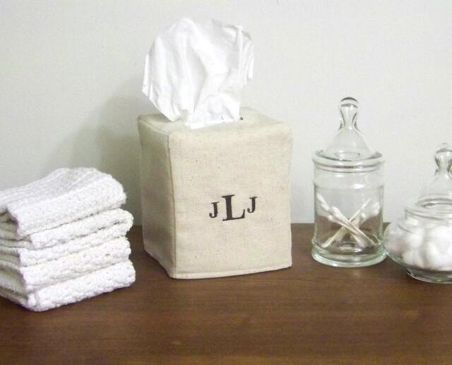 Custom Tissue Box Cover - You Choose The Initials - image 1