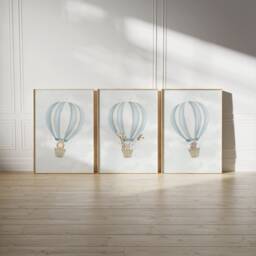 Set Of 3 Hot Air Balloon Animals Prints, Nursery, Playroom, Children's Poster, Girls Boys Bedroom, Kids Wall Art, A3 A4 Print - thumbnail 2