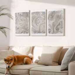 Canvas Set Of 3 Wall Art - Modern Shapes Painting, Brown Print, Abstract Hanging Piece - thumbnail 1