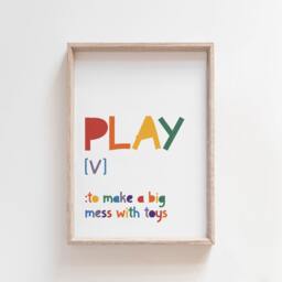Play Definition Print, Kids Wall Art, Playroom Prints, Rainbow, Nursery Colourful - thumbnail 1