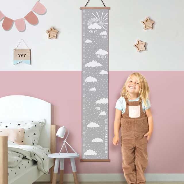 Personalised Dream Big Canvas Height Chart, Kid's Growth Chart, Nursery Wall Hanging, Newborn Gift, First Birthday Gift - image 1
