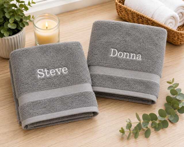Embroidered Name Towel, Custom 100% Cotton New Home Gift - image 1