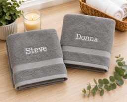 Embroidered Name Towel, Custom 100% Cotton New Home Gift - thumbnail 1