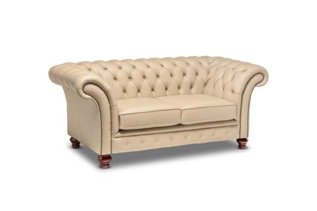 Chesterfield Two Seater Belmont Sofa Pebble Leather - image 1
