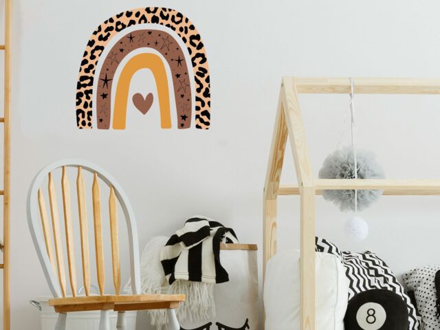Leopard Print Rainbow Wall Sticker, Jungle Stickers, Safari Room Decor, Sticker - image 1
