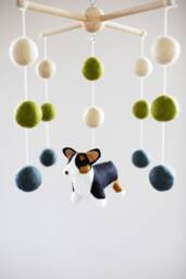 Handmade Corgi Baby Mobile Wool Felt Nursery Decor