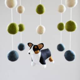 Handmade Corgi Baby Mobile Wool Felt Nursery Decor - thumbnail 2
